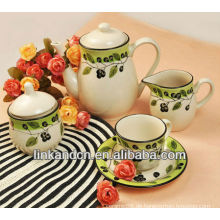 KC-00446 / Keramikbecher Set / Keramik-Topf-Set mit schönem Abziehbild